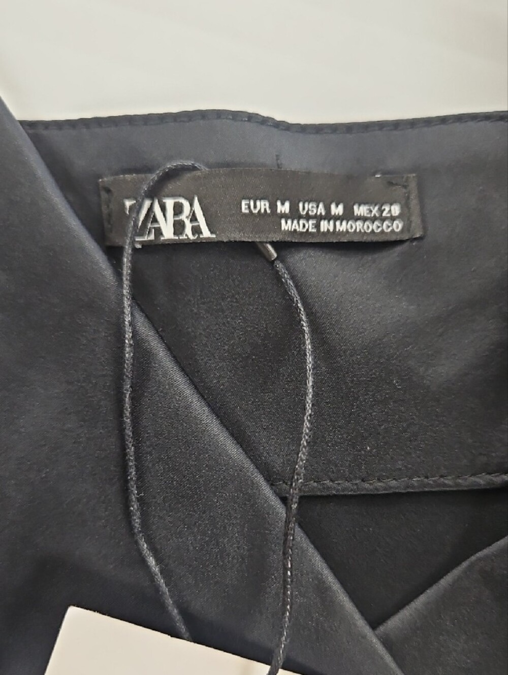 ZARA Black Satin Mini Slip Dress with Side Drape - Picture 2 of 5